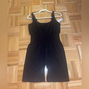 We Wore What black rib workout bodysuit